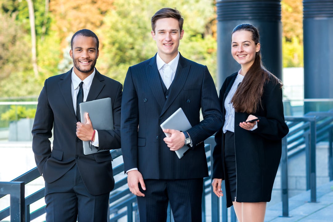 Group of businessmen. Three confident businessmen